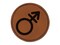 Male with Stroke Sign Transgender Gender Symbol Round Iron-On Engraved Faux Leather Patch Applique - 2.5"